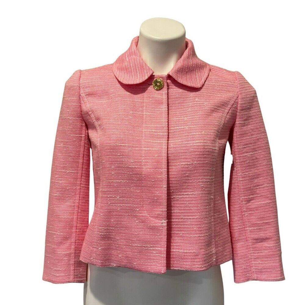 Lilly Pulitzer Blazer 0 Beauford Jacket Pink Boucle 4 Button